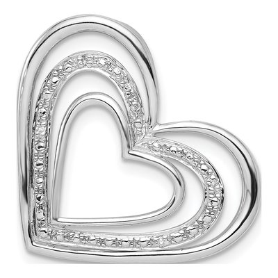 Sterling Silver Diamond Triple Heart Pendant