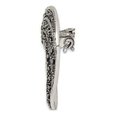 Sterling Silver Marcasite Open Heart Brooch Pin – view 2