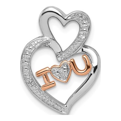 Sterling Silver Diamond I Heart Slide Pendant