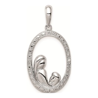 Sterling Silver Diamond Mother Child Pendant