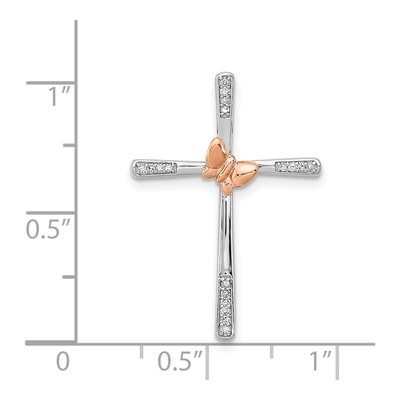 Sterling Silver 1/20 ct tw Diamond Butterfly Cross Pendant – view 4