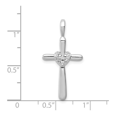 Sterling Silver Diamond Cross Heart Pendant – view 4