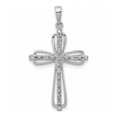 Sterling Silver 1/20 ct tw Diamond Cross Pendant