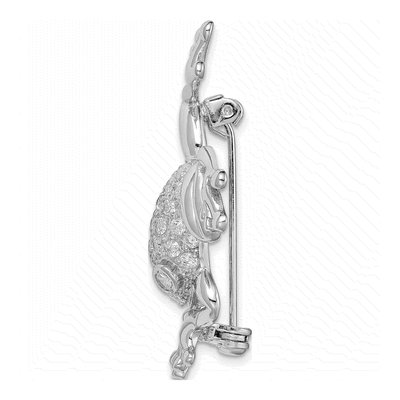 Sterling Silver CZ Frog Pin Brooch – view 3