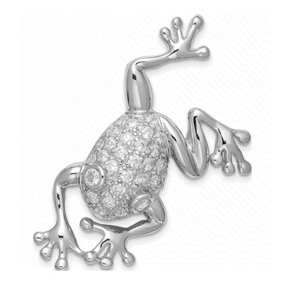Sterling Silver CZ Frog Pin Brooch