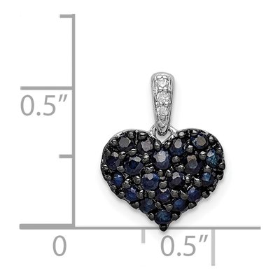 Sterling Silver Sapphire & Diamond Heart Pendant – view 4