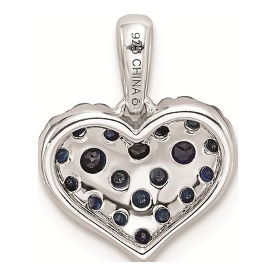 Sterling Silver Sapphire & Diamond Heart Pendant – view 5