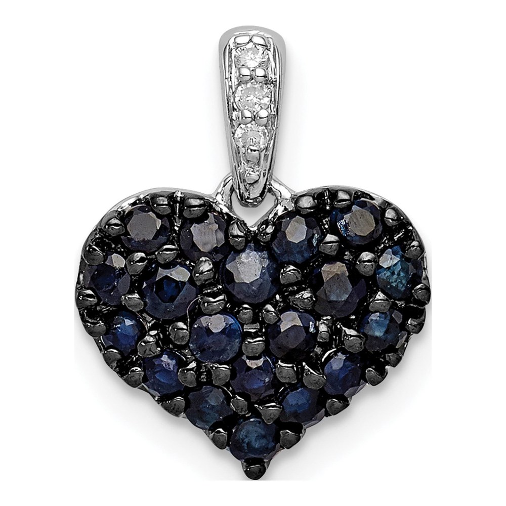 Sterling Silver Sapphire & Diamond Heart Pendant