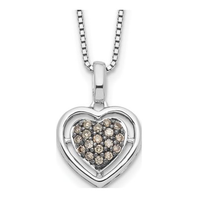 Sterling Silver 0.26 ct tw Diamond Heart Pendant Necklace