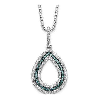 Sterling Silver 0.37 ct tw Diamond Teardrop Pendant Necklace