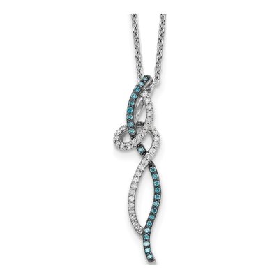 Sterling Silver 0.28 ct tw Diamond Swirl Pendant Necklace