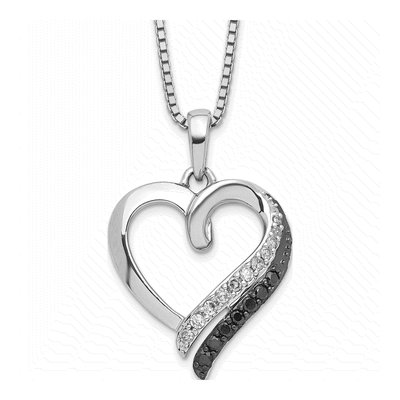Sterling Silver 1/5 ct tw Diamond Heart Pendant Necklace