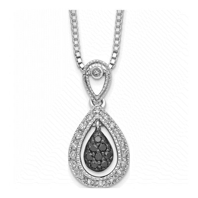 Sterling Silver 0.18 ct tw Diamond Teardrop Pendant Necklace