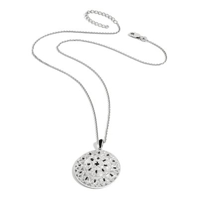 Sterling Silver 1/5 ct tw Diamond Circle Pendant Necklace – view 8