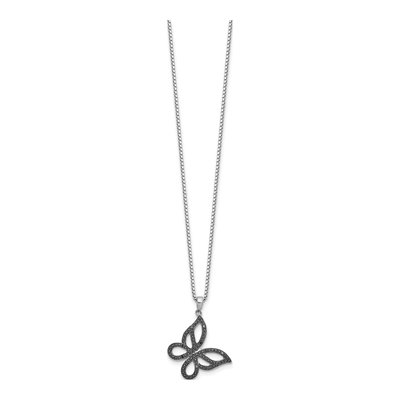 Sterling Silver 1/20 ct tw Diamond Butterfly Pendant Necklace – view 3