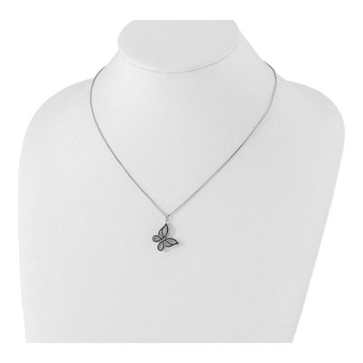 Sterling Silver 1/20 ct tw Diamond Butterfly Pendant Necklace – view 4
