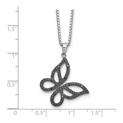Sterling Silver 1/20 ct tw Diamond Butterfly Pendant Necklace – view 5