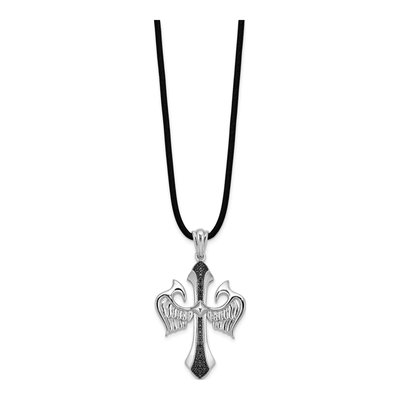 Sterling Silver 0.09 ct tw Diamond Cross Wings Pendant – view 3