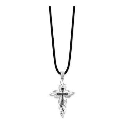 Sterling Silver Diamond Cross Pendant – view 3
