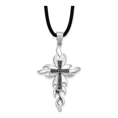 Sterling Silver Diamond Cross Pendant
