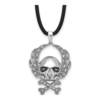 Sterling Silver 0.26 ct tw Diamond Skull Pendant