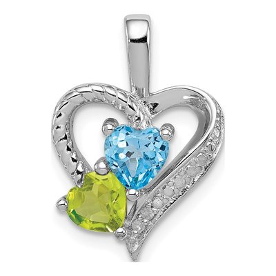Sterling Silver Peridot & Swiss Blue Topaz Pendant