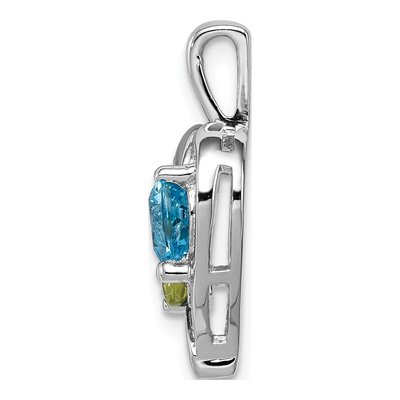 Sterling Silver Swiss Blue Topaz & Peridot Heart Pendant – view 3