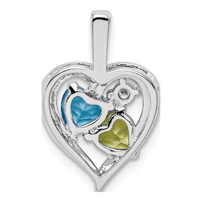 Sterling Silver Swiss Blue Topaz & Peridot Heart Pendant – view 5