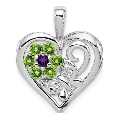 Sterling Silver Amethyst & Peridot Pendant
