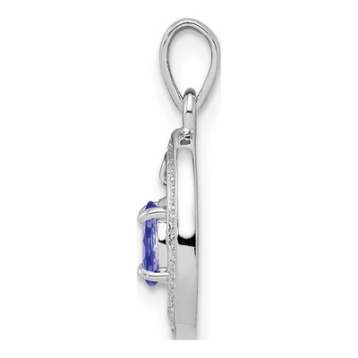 Sterling Silver Tanzanite & Diamond Oval Pendant – view 3