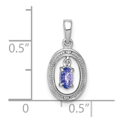 Sterling Silver Tanzanite & Diamond Oval Pendant – view 4