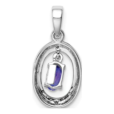 Sterling Silver Tanzanite & Diamond Oval Pendant – view 5