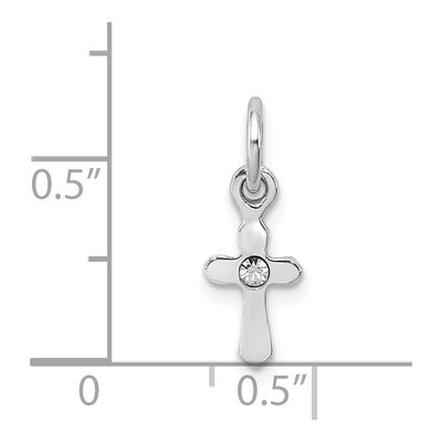 Sterling Silver Crystal Child's April Cross Pendant – view 5