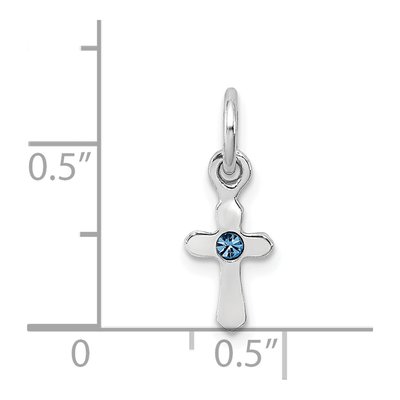 Sterling Silver Crystal Girls' December Cross Pendant – view 5