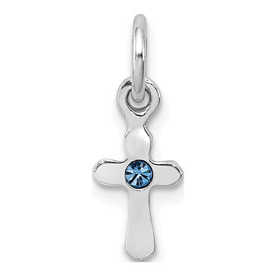 Sterling Silver Crystal Girls' December Cross Pendant