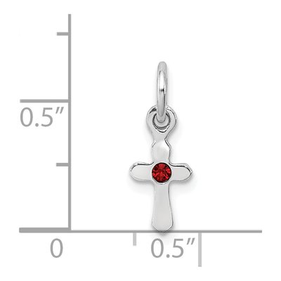 Sterling Silver Crystal Child's January Birthstone Cross Pendant – view 5