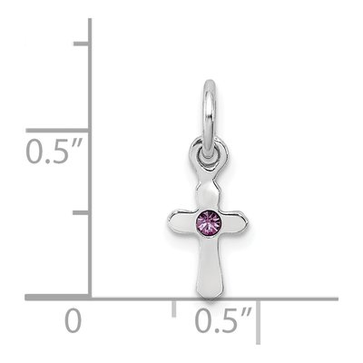 Sterling Silver Crystal Girls' June Cross Pendant – view 5