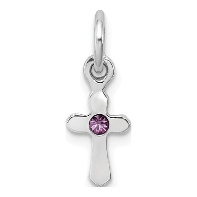 Sterling Silver Crystal Girls' June Cross Pendant