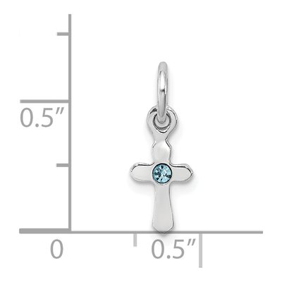 Sterling Silver Crystal Child's March Cross Pendant – view 5