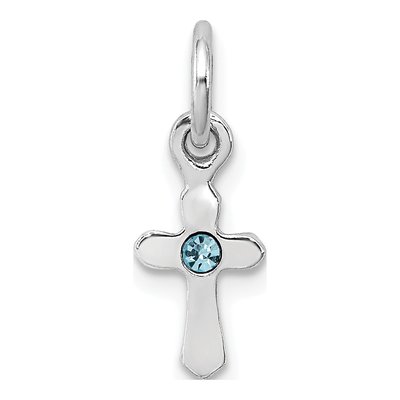 Sterling Silver Crystal Child's March Cross Pendant