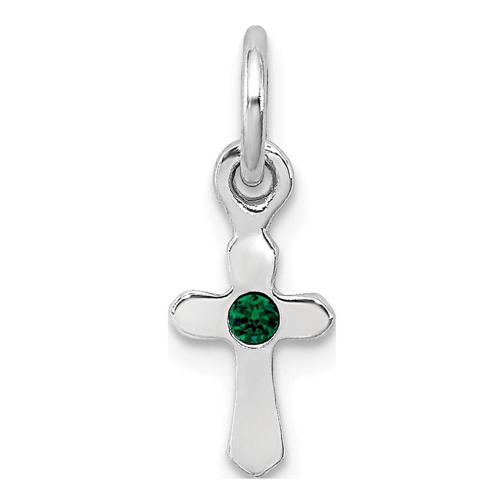 Sterling Silver Crystal Child's May Cross Pendant