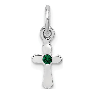 Sterling Silver Crystal Child's May Cross Pendant