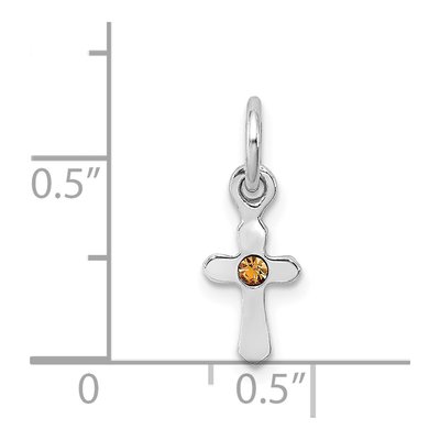 Sterling Silver Crystal Child's November Birthstone Cross Pendant – view 5