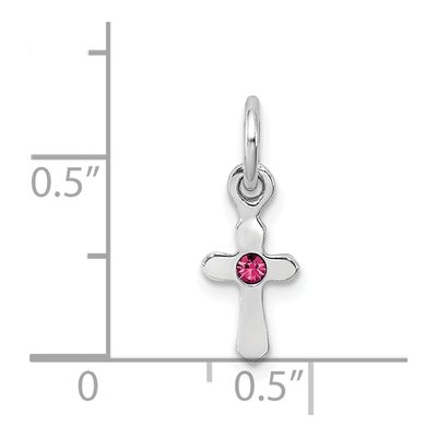 Sterling Silver Crystal Child's October Cross Pendant – view 5