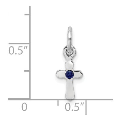 Sterling Silver Crystal Kids' September Cross Pendant – view 5