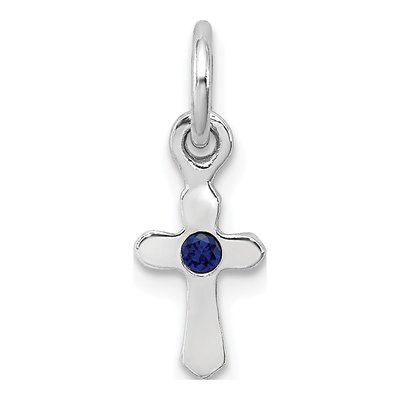Sterling Silver Crystal Kids' September Cross Pendant