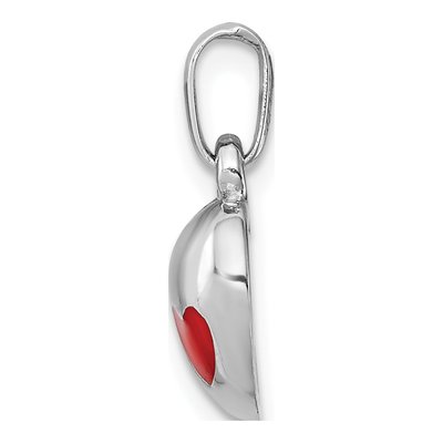 Sterling Silver Girls' Red Enamel Hearts Pendant – view 3