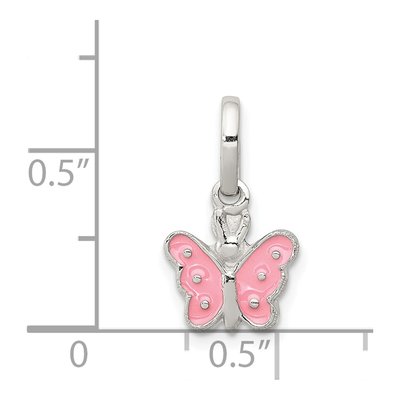 Sterling Silver Girls' Pink Enamel Butterfly Pendant – view 4