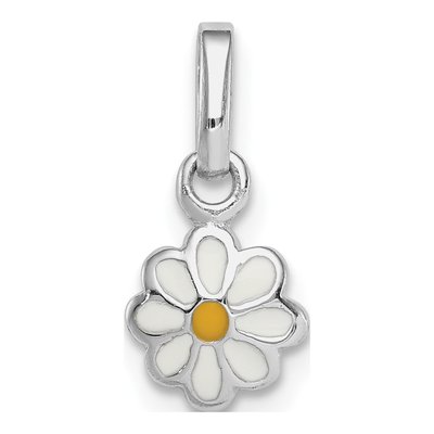 Sterling Silver Girls' Enamel Daisy Pendant