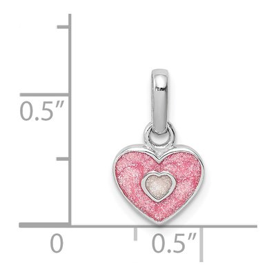 Sterling Silver Girls' Pink Glitter Heart Pendant – view 5